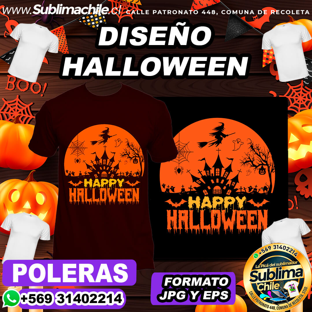 Diseño Sobre Halloween para Sublimar Poleras - JPG y EPS 1 Diseño Sobre Halloween para Sublimar Poleras - JPG y EPS
