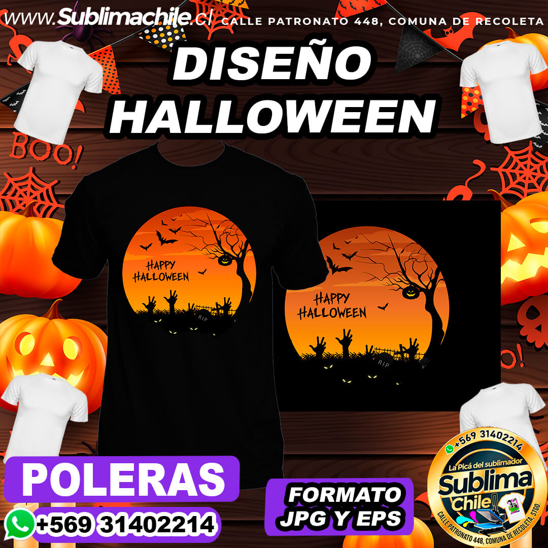 Diseño de Halloween para Sublimar Poleras - JPG y EPS 1 Diseño de Halloween para Sublimar Poleras - JPG y EPS