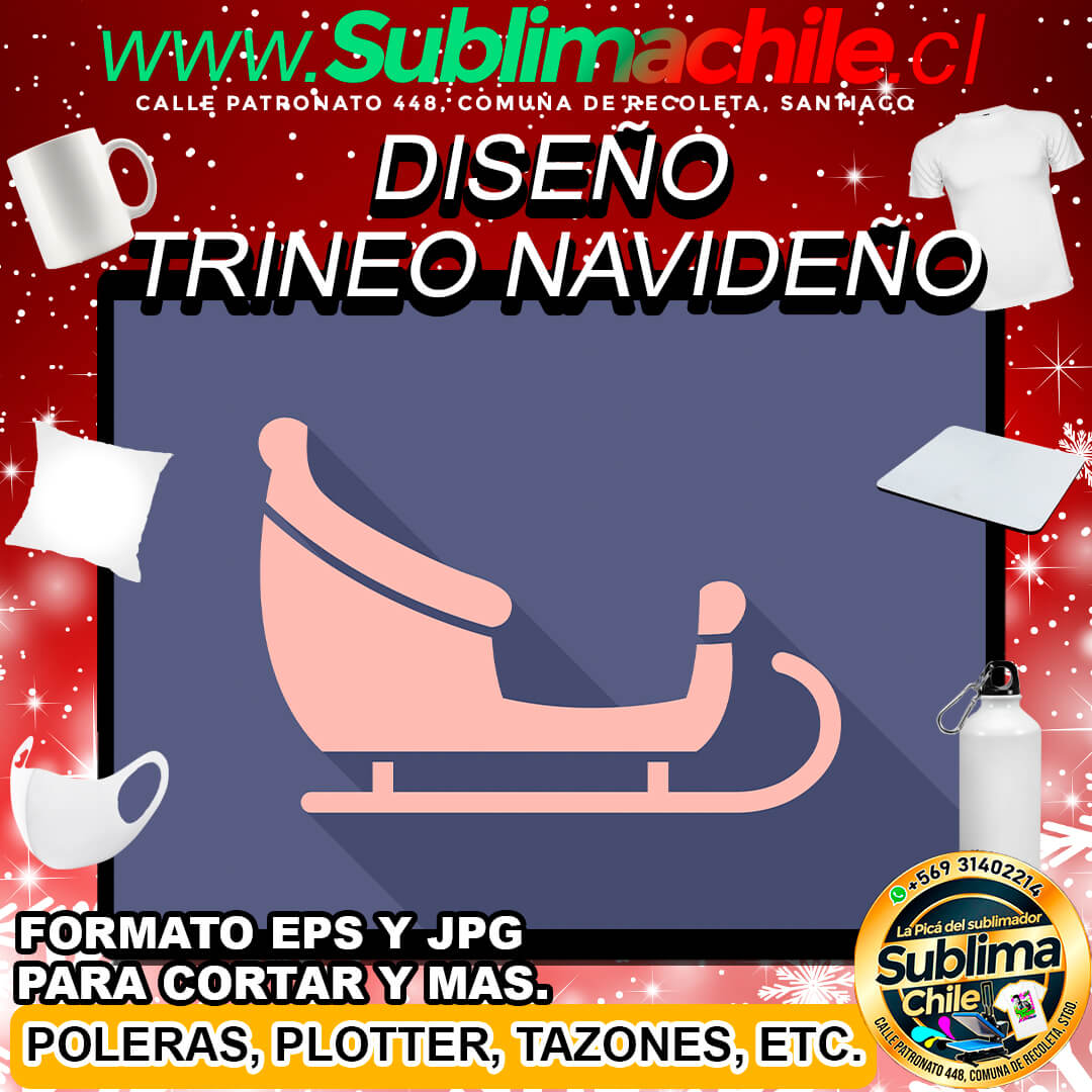Diseño de Trineo de Navidad para Sublimar - JPG y EPS 1 Diseño de Trineo de Navidad para Sublimar - JPG y EPS