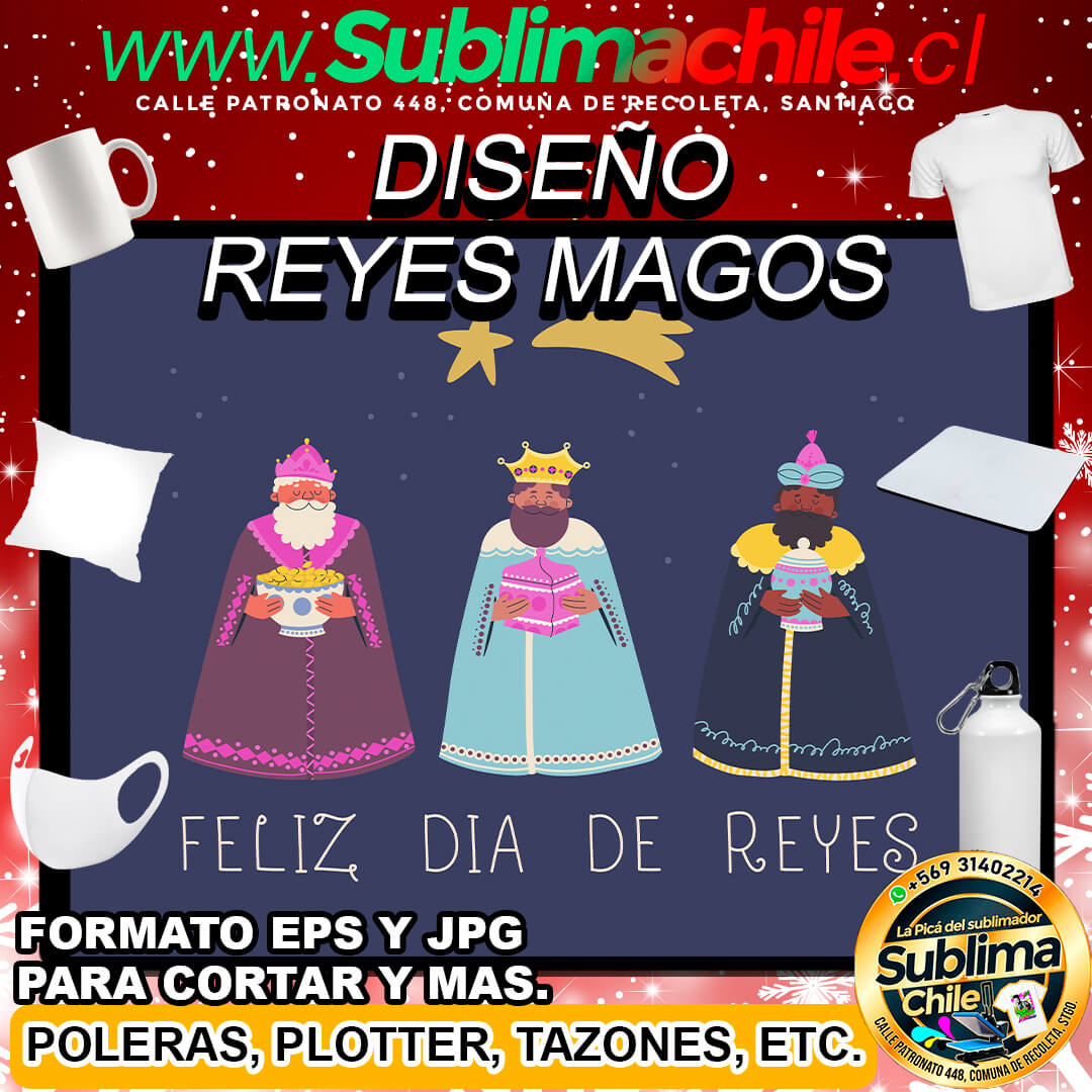 Diseño de los Reyes Magos para Sublimar - EPS y JPG 1 Diseño de los Reyes Magos para Sublimar - EPS y JPG