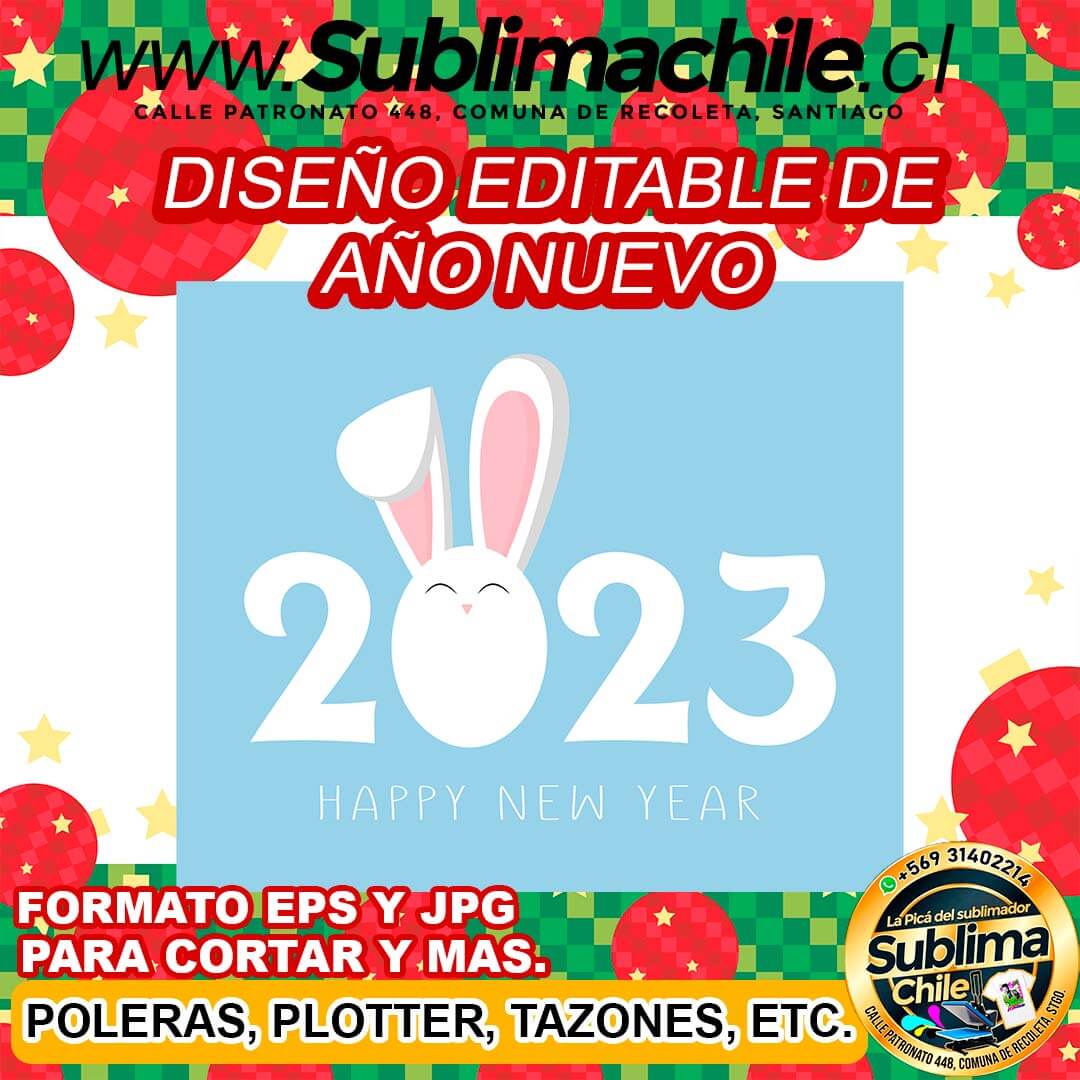 Diseño editable de año nuevo para sublimar - EPS, JPG 1 Diseño editable de año nuevo para sublimar - EPS, JPG