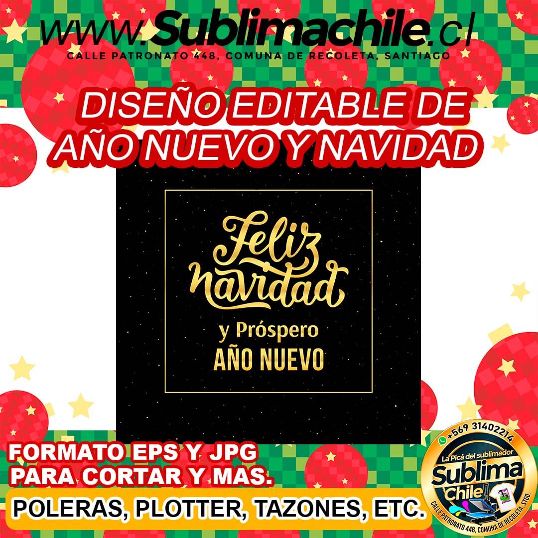 Diseño editable de año nuevo y navidad para sublimar - EPS, JPG 1 Diseño editable de año nuevo y navidad para sublimar - EPS, JPG