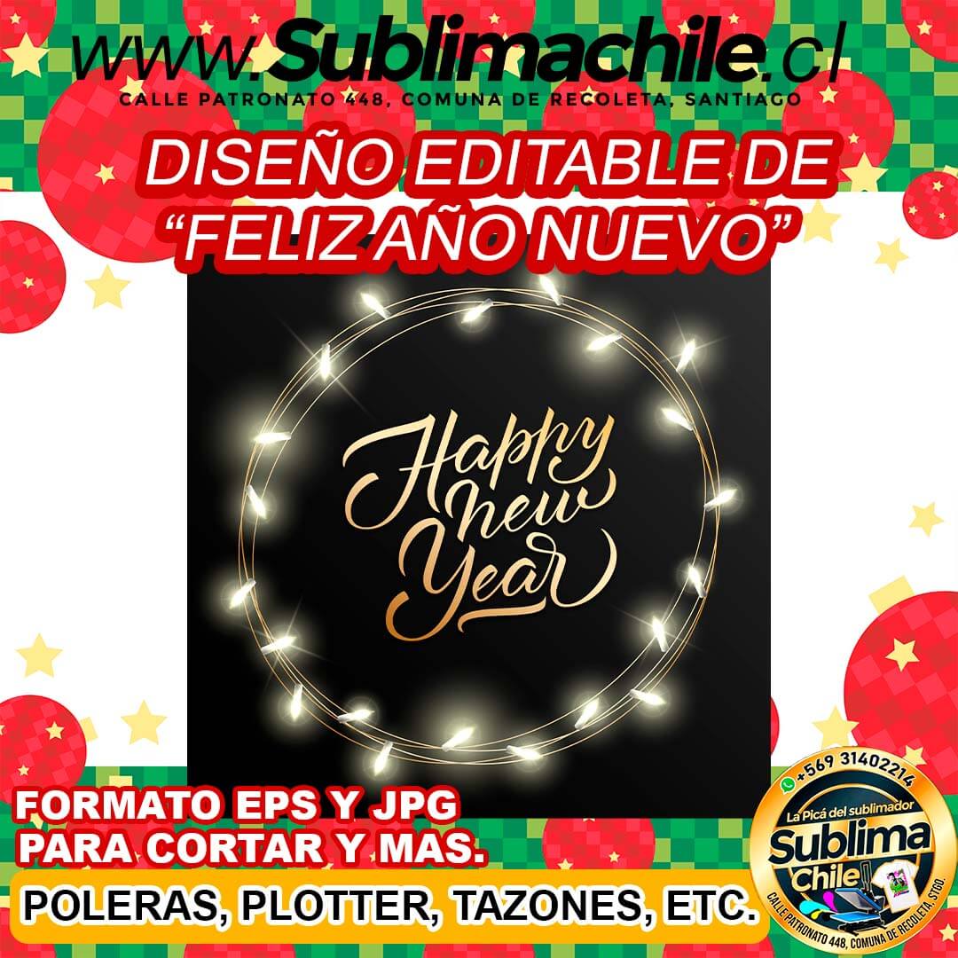 Diseño editable de feliz año nuevo para sublimar - EPS, PDF 1 Diseño editable de feliz año nuevo para sublimar - EPS, PDF