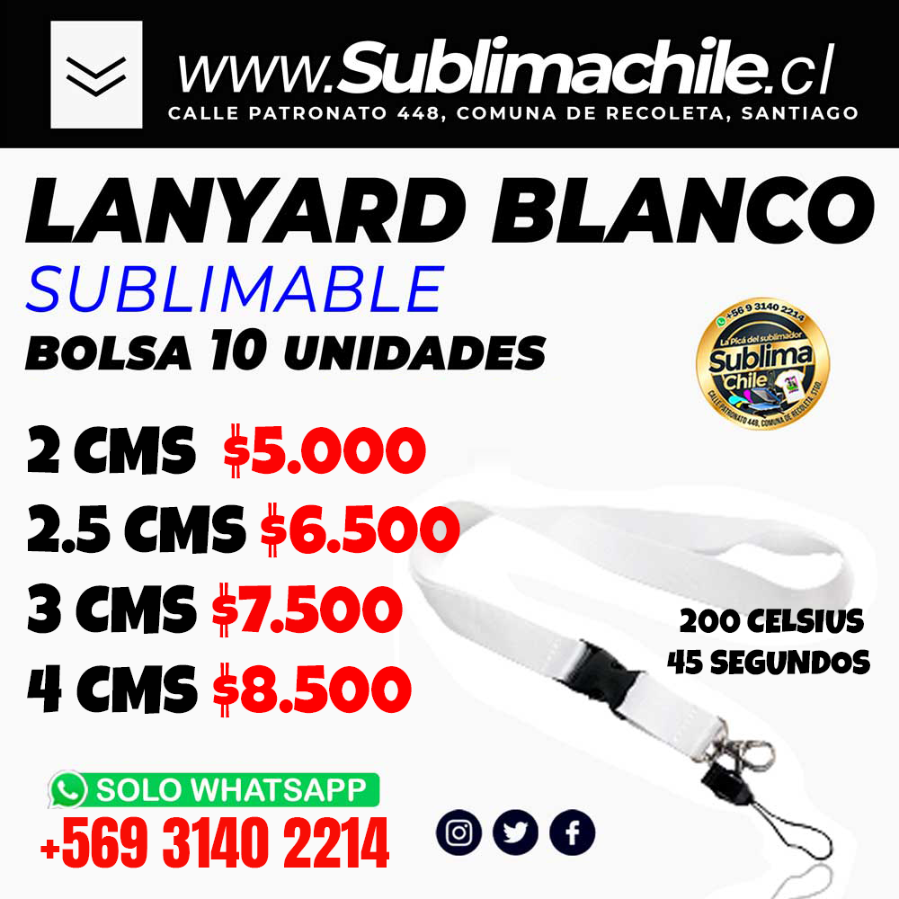 Lanyard Sublimable 2 cm de ancho 1 Lanyard Sublimable 2 cm de ancho