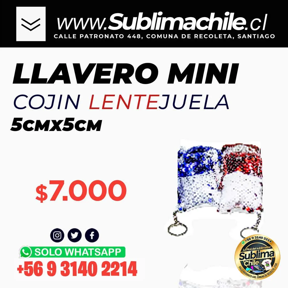 Llavero Mini Cojín Lentejuela Sublimable - 10 unidades 1 Llavero Mini Cojín Lentejuela Sublimable - 10 unidades