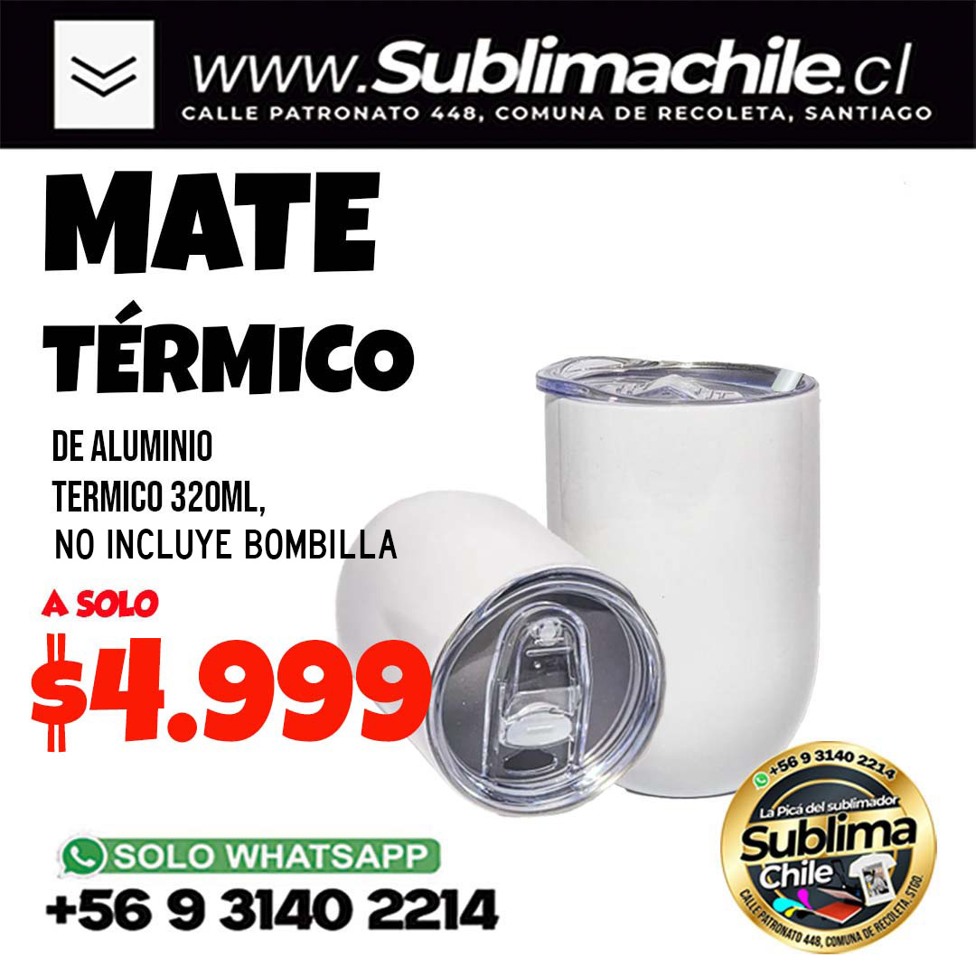 Mate Térmico de Aluminio 320 ml Sublimable 1 Mate Térmico de Aluminio 320 ml Sublimable