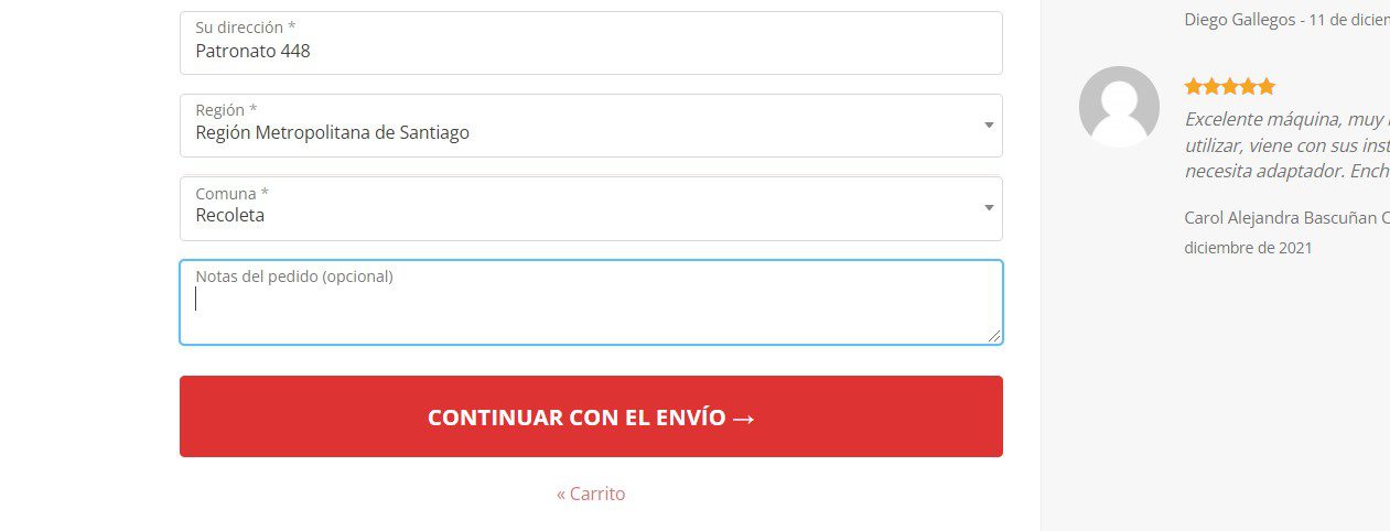 Continuar con el envio